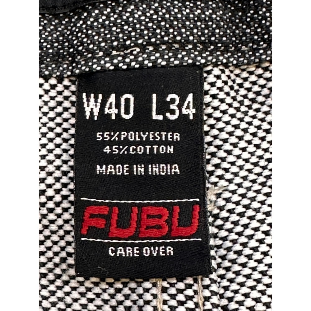 Vtg FUBU Baggy Jeans Mens 40x34 (Actual 36x31) Black Denim Wide Leg 90s Hip Hop - Picture 7 of 16